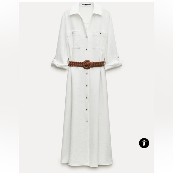 Zara white button down dress. Size M. NWT. Perfect for any occasion No Belt 🤣 - Picture 3 of 7
